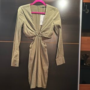 Zara olive green slit dress
